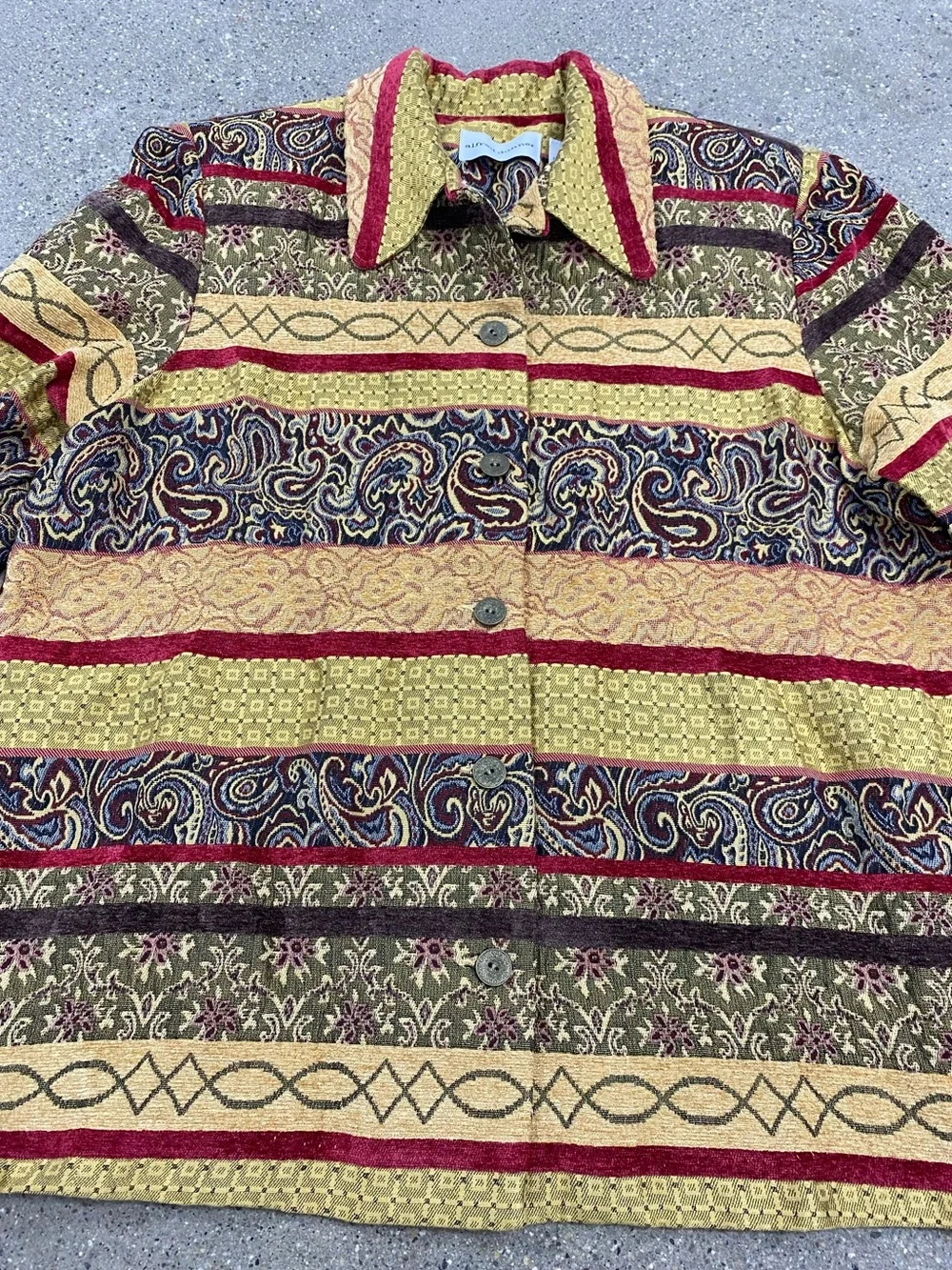 Vintage Alfred Dunner Paisley Tapestry Jacket Collared Blazer size 16